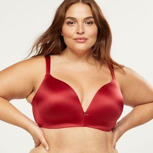 Cacique Simply Wire Free Uplift Plunge Comfort Bra Red Women's Plus Size 42DD